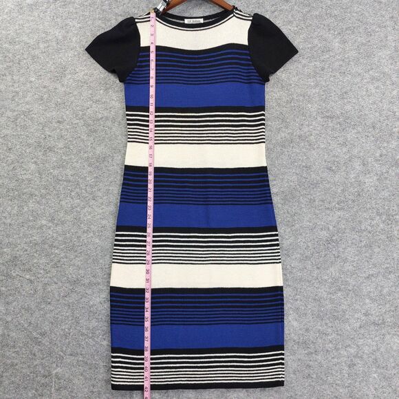VTG St John by Marie Gray Dress Sz S Santana Knit Wide Stripe Short Sleeve Class - Picture 6 of 11